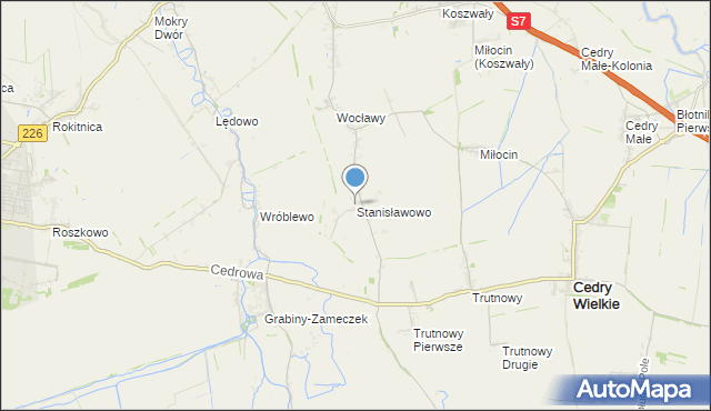 mapa Stanisławowo, Stanisławowo gmina Cedry Wielkie na mapie Targeo